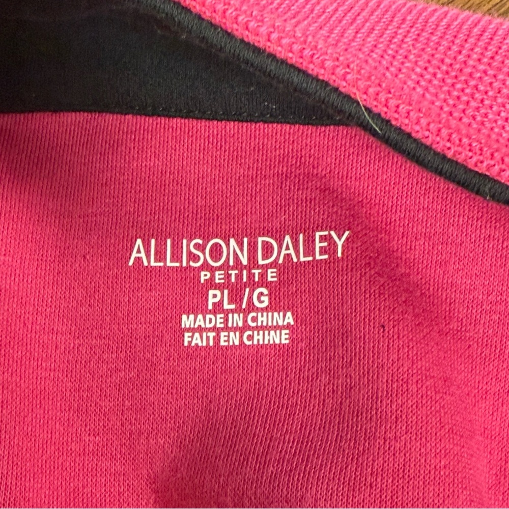 Allison Daley Pink Floral Embroidered Quarter Zip Pullover Petite Large - Picture 8 of 10